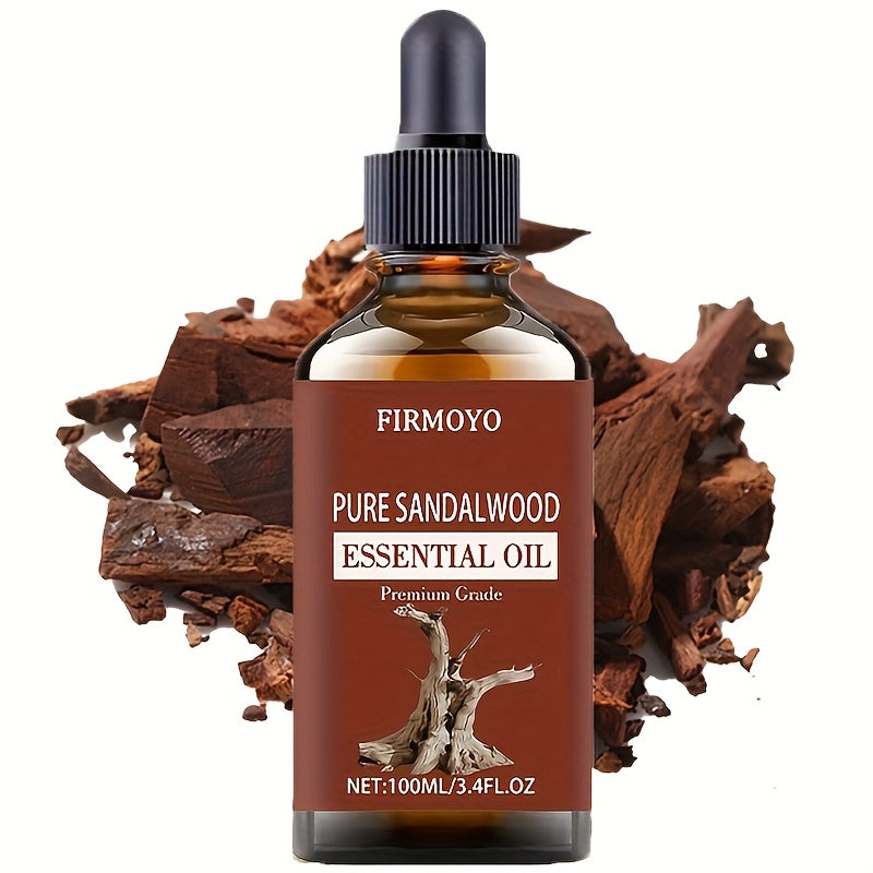 100ml/3.4fl.oz - Premium Sandalwood Essential Oil, Facial Care, High Moisturizing, Nourishing Light Beige, Suitable for Face, Body, Hair, Massage, Bathing, Fragrance Diffuser, Long-lasting Fragrance, Best for Dry Light Beige, Suitable for All Light Beige