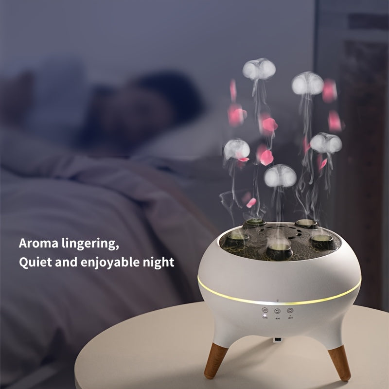 Jellyfish-Shaped Soundwave technology Diffuser & Humidifier with Color-Changing Lights, Remote Control, 250ml Large Tank, Auto Shut-Off, Quiet Operation for Home/Office - Aroma Diffuser, Top-Fill Water Tank (Compatible with Smartphones//, Humidifier With