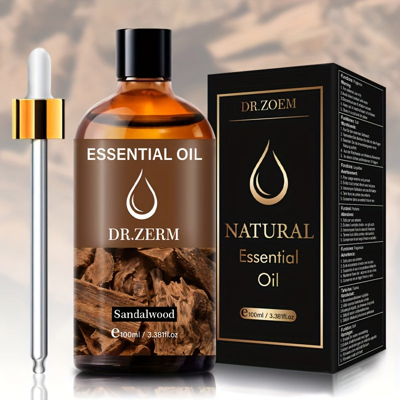 DR-ZERM Sandalwood Essential Oil - Luxury Fragrance for Massage, Spa, Hair & Skincare, Moisturizing, Multi-Use in Car, Yoga, Office, Spa Essentials, Car Fragrance