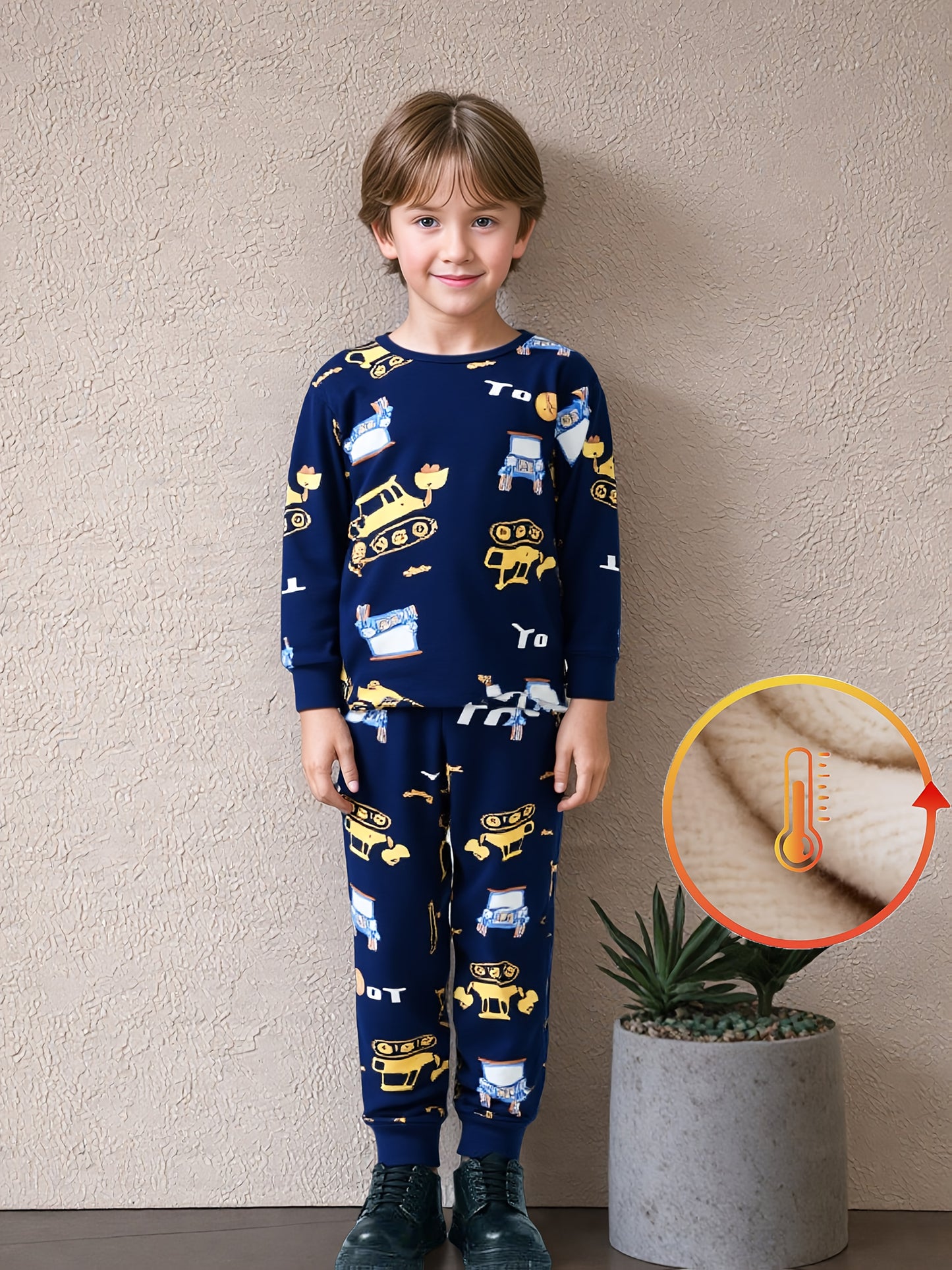New Autumn/Winter Boys' Warm Set, New Fleece-Lined Thickened Top and Pants for Kids - The Best Gift, Winter Clothes For Kids