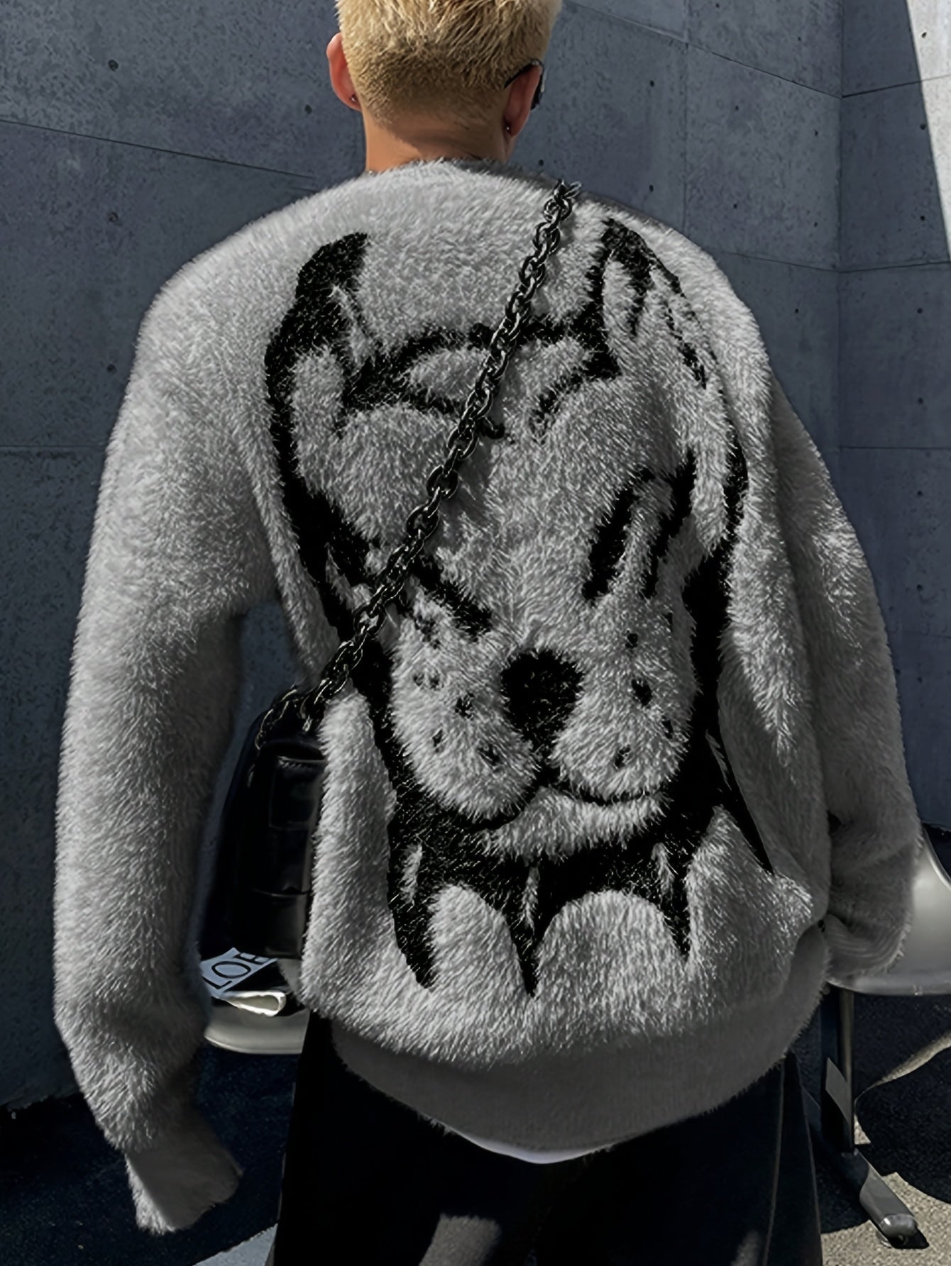 Men'S & Women'S Cozy Fall & Winter Knit Pullover with Black & White Tiger Print - Loose Fit, Long Sleeve, Crew Neck Sweater for Casual Attire, Allseason Sweater | Relaxed Fit Sweater | Ribbed Knit Texture