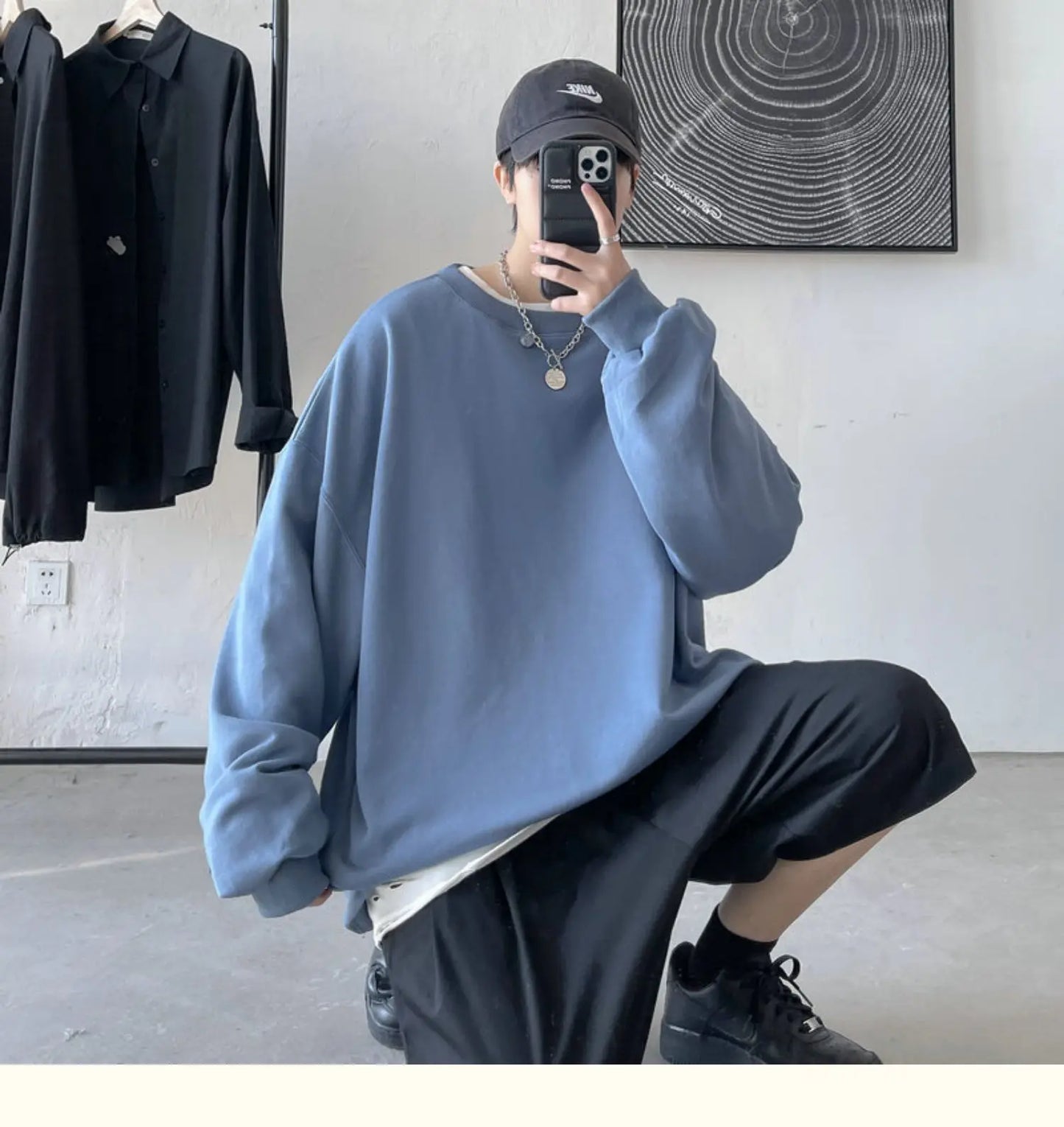 2025 Hoodies Sweatshirt Mens Black White Hip Hop Punk Pullover Streetwear Casual Fashion Clothes Mens Oversized Korean Harajuku
