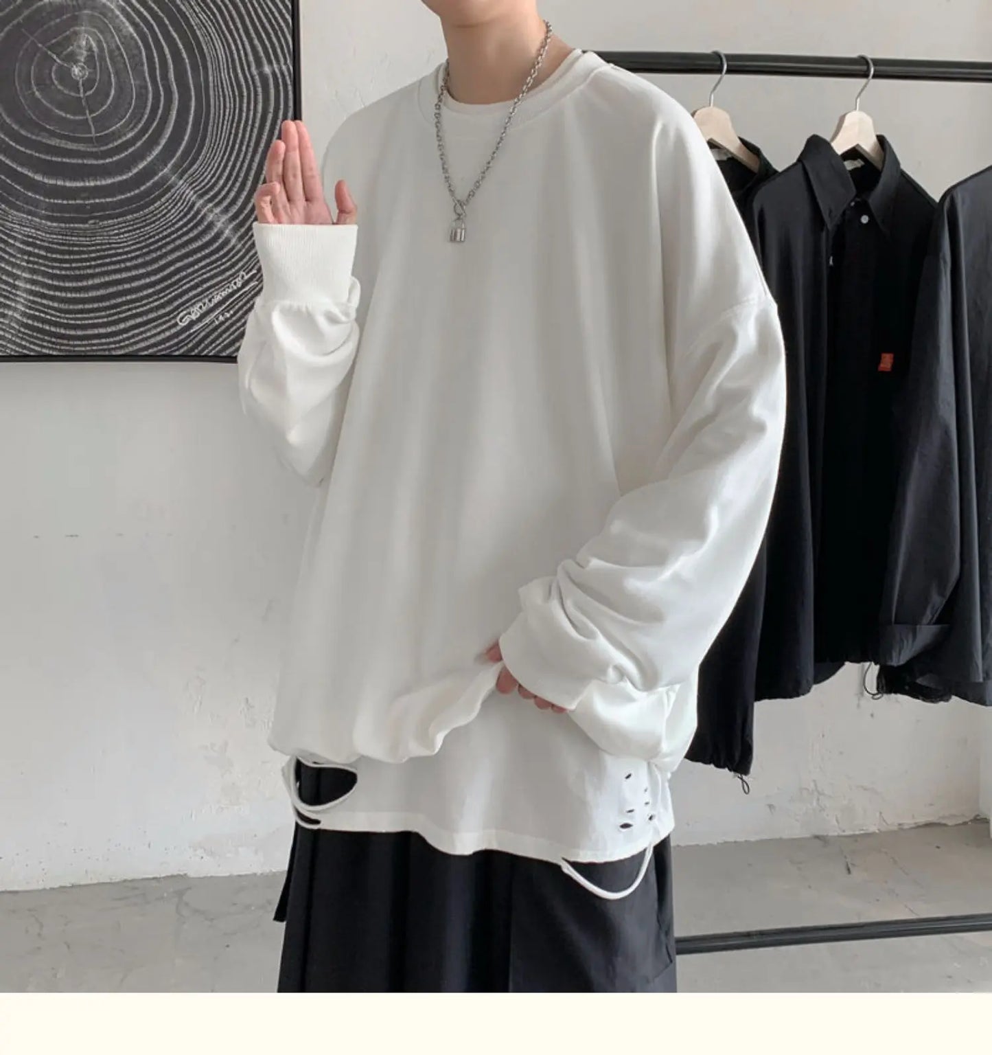 2025 Hoodies Sweatshirt Mens Black White Hip Hop Punk Pullover Streetwear Casual Fashion Clothes Mens Oversized Korean Harajuku