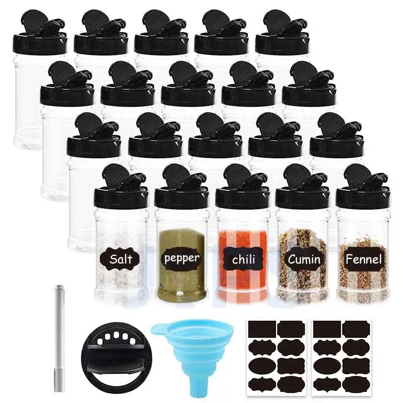 4/10/15/20pcs Spice Jars with Labels Plastic Transparent Spice Bottle Containers for Spice Pepper Salt Cocina Kitchen Spice Jar