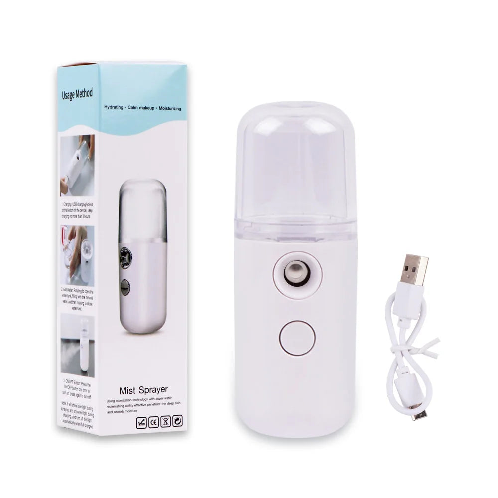 Face Steamer Humidifier USB Rechargeable Nano Mist Sprayer Facial Nebulizer Steamer Moisturizing Beauty Device Face Skin Care