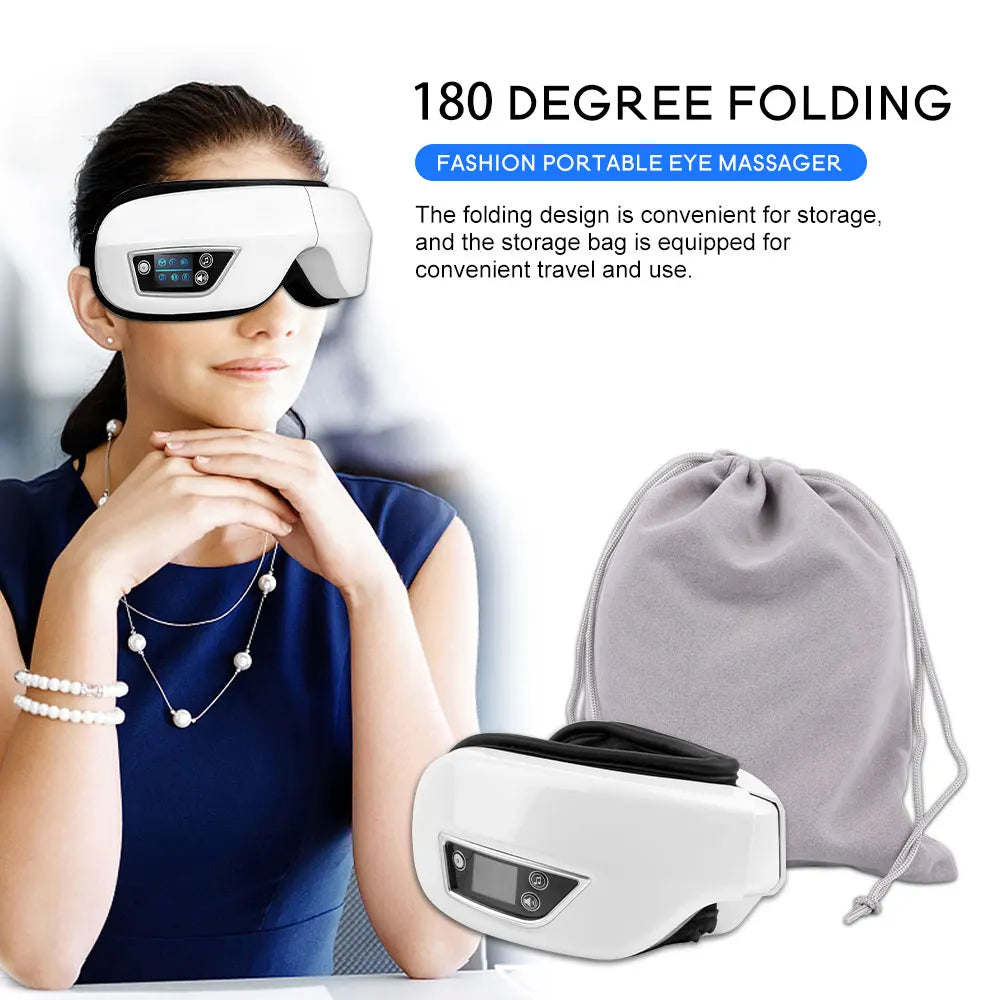 6D Smart Pressure Eye Massager Vibration Hot Compress Eyes Mask Bluetooth Music Fatigue Relief Relax Eye Wrinkles Dark Circles