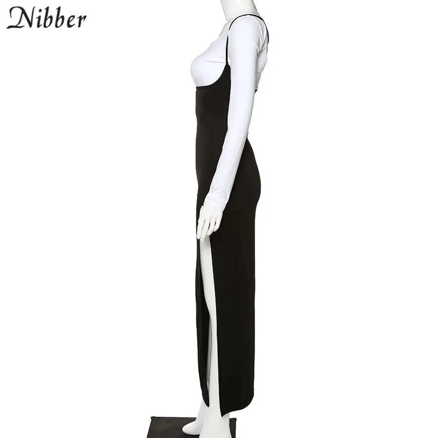 NIBBER black sexy camis dresses women party long dress beach vacation new year 2024 spring summer new slim soft stretch fashion