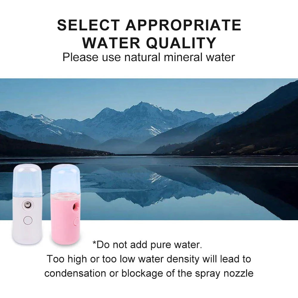 Face Steamer Humidifier USB Rechargeable Nano Mist Sprayer Facial Nebulizer Steamer Moisturizing Beauty Device Face Skin Care