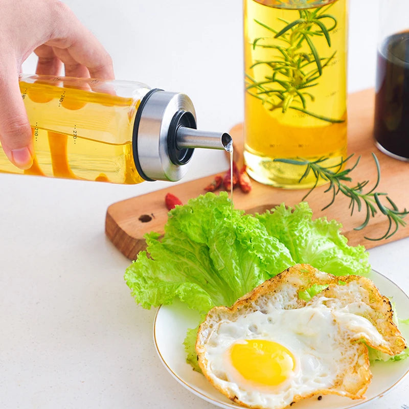 Holaroom Durable High Borosilicate Glass Oil Bottle Leak-Proof Seasoning Storage Pot Soy Sauce Jar Vinegar Bottle Kitchen Gadget