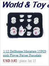 15Pcs 1:12 Miniature Porcelain Tea Cup Set Chintz Flower Tableware Kitchen Dollhouse Furniture Toys For Children