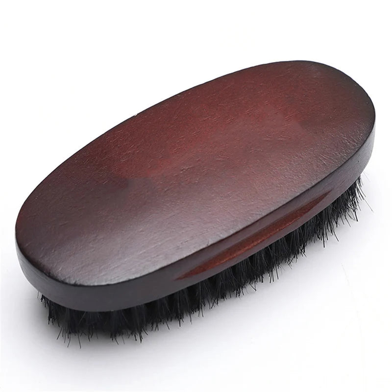 Men's Hair Beard Brush Natural Wood Comb Boar Bristle Brush For Beard & Moustache Facial Hair Grooming Brush Gift Male Kit Barba