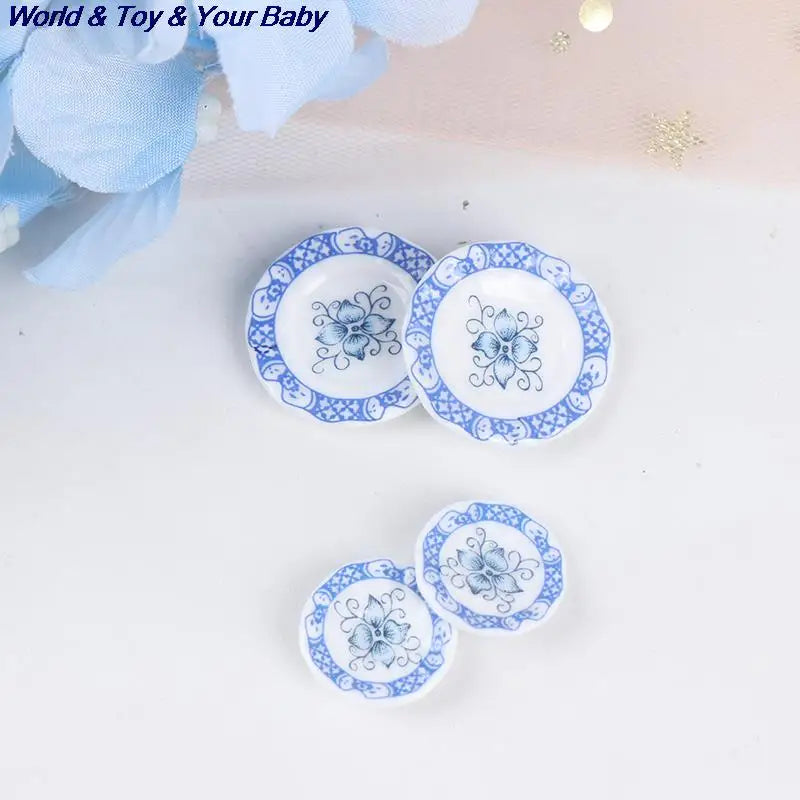 15Pcs 1:12 Miniature Porcelain Tea Cup Set Chintz Flower Tableware Kitchen Dollhouse Furniture Toys For Children