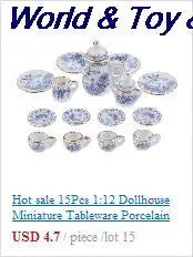 15Pcs 1:12 Miniature Porcelain Tea Cup Set Chintz Flower Tableware Kitchen Dollhouse Furniture Toys For Children
