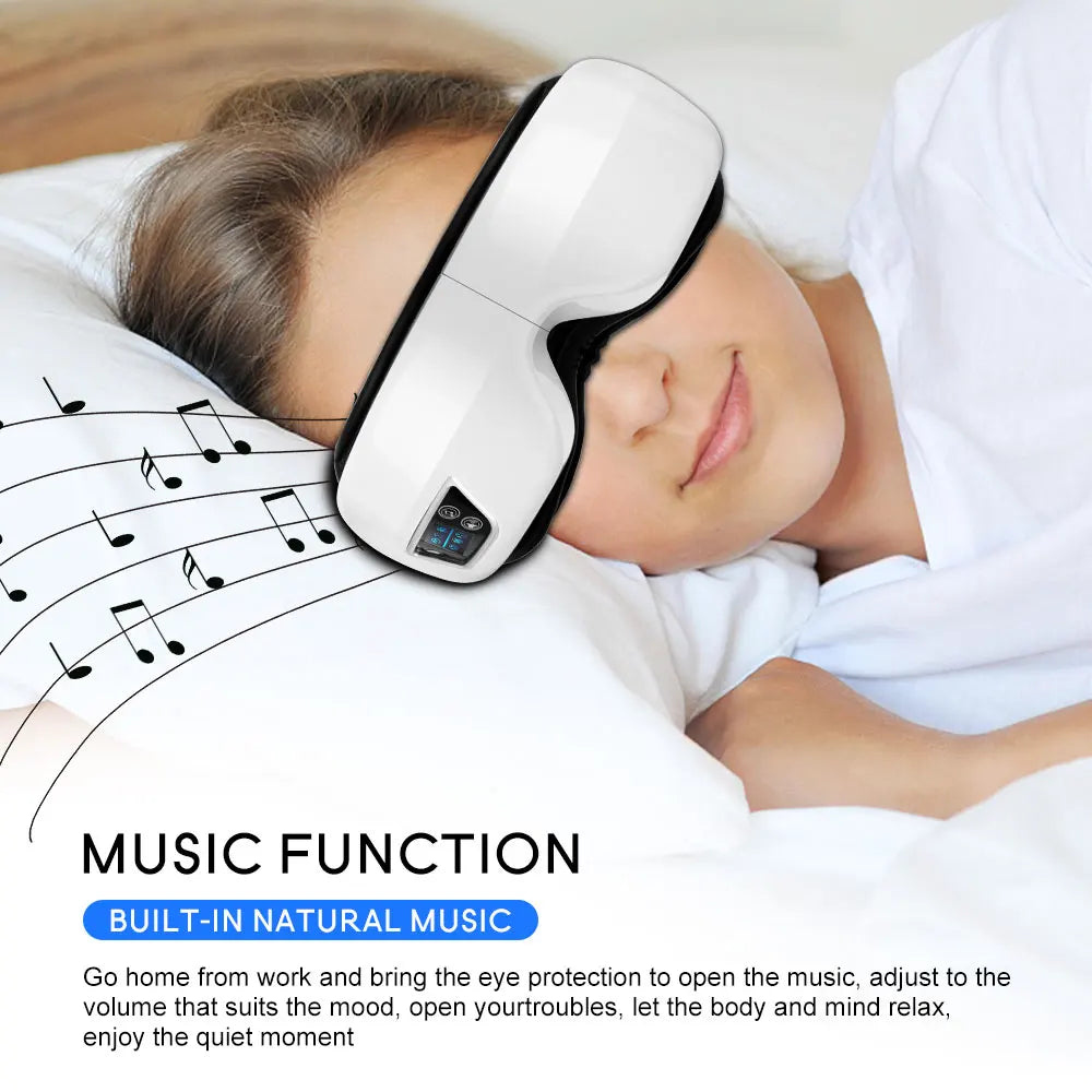 6D Smart Pressure Eye Massager Vibration Hot Compress Eyes Mask Bluetooth Music Fatigue Relief Relax Eye Wrinkles Dark Circles