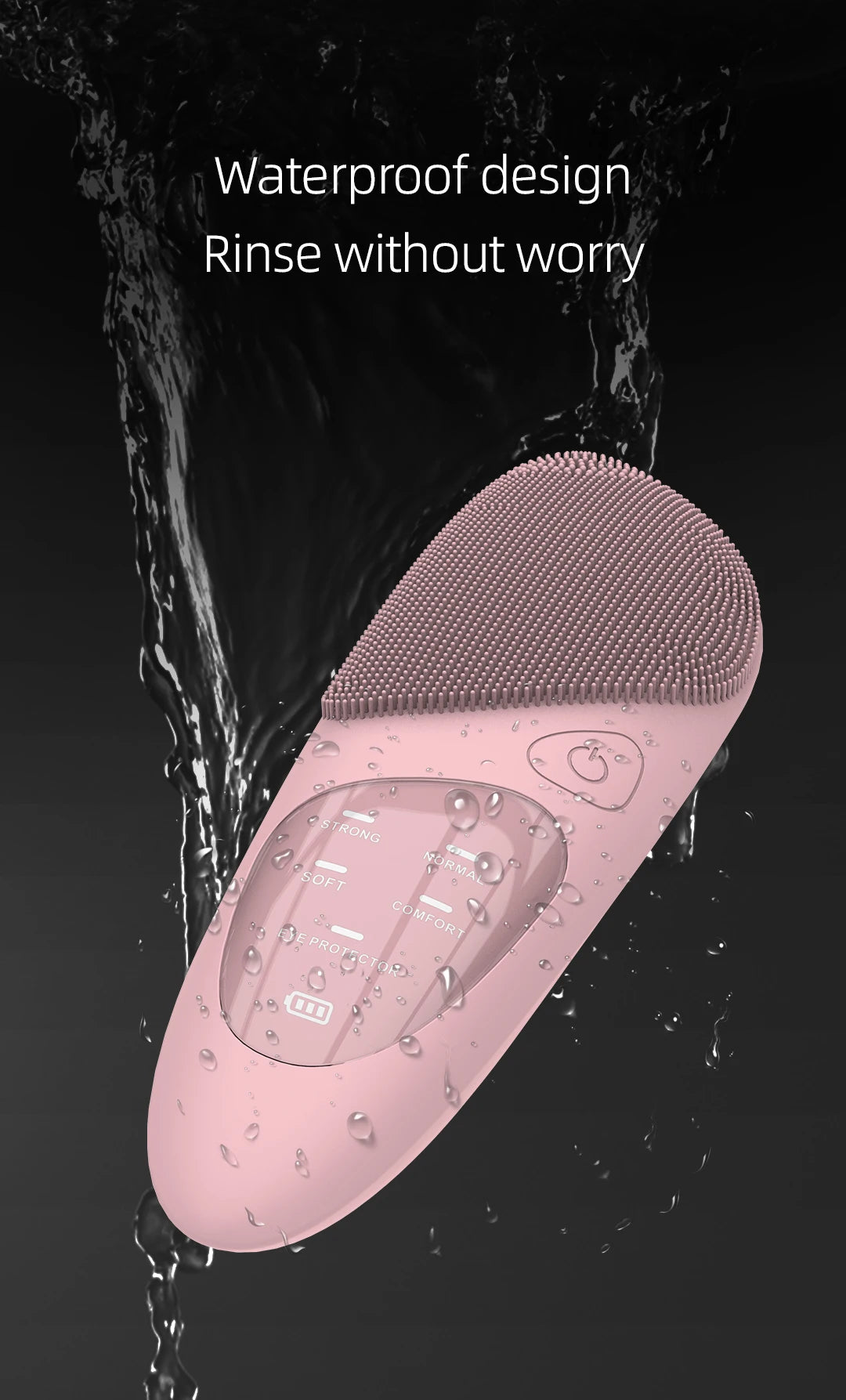 Facial Cleansing Brush with Hot Compress Eye Massager Waterproof Deep Pore Cleaning Ultrasonic Silicone 3 in 1
