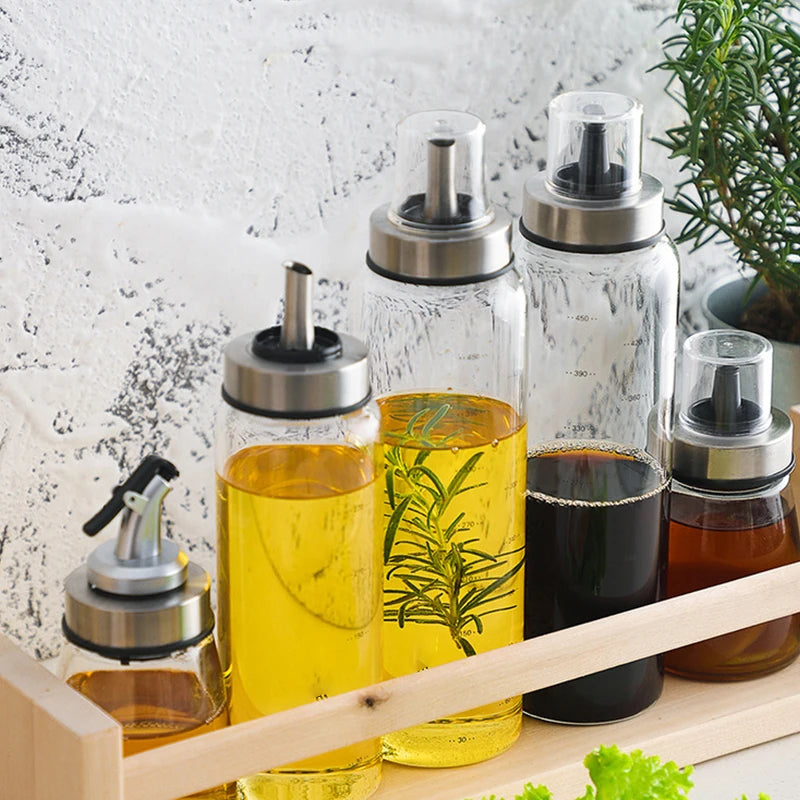 Holaroom Durable High Borosilicate Glass Oil Bottle Leak-Proof Seasoning Storage Pot Soy Sauce Jar Vinegar Bottle Kitchen Gadget