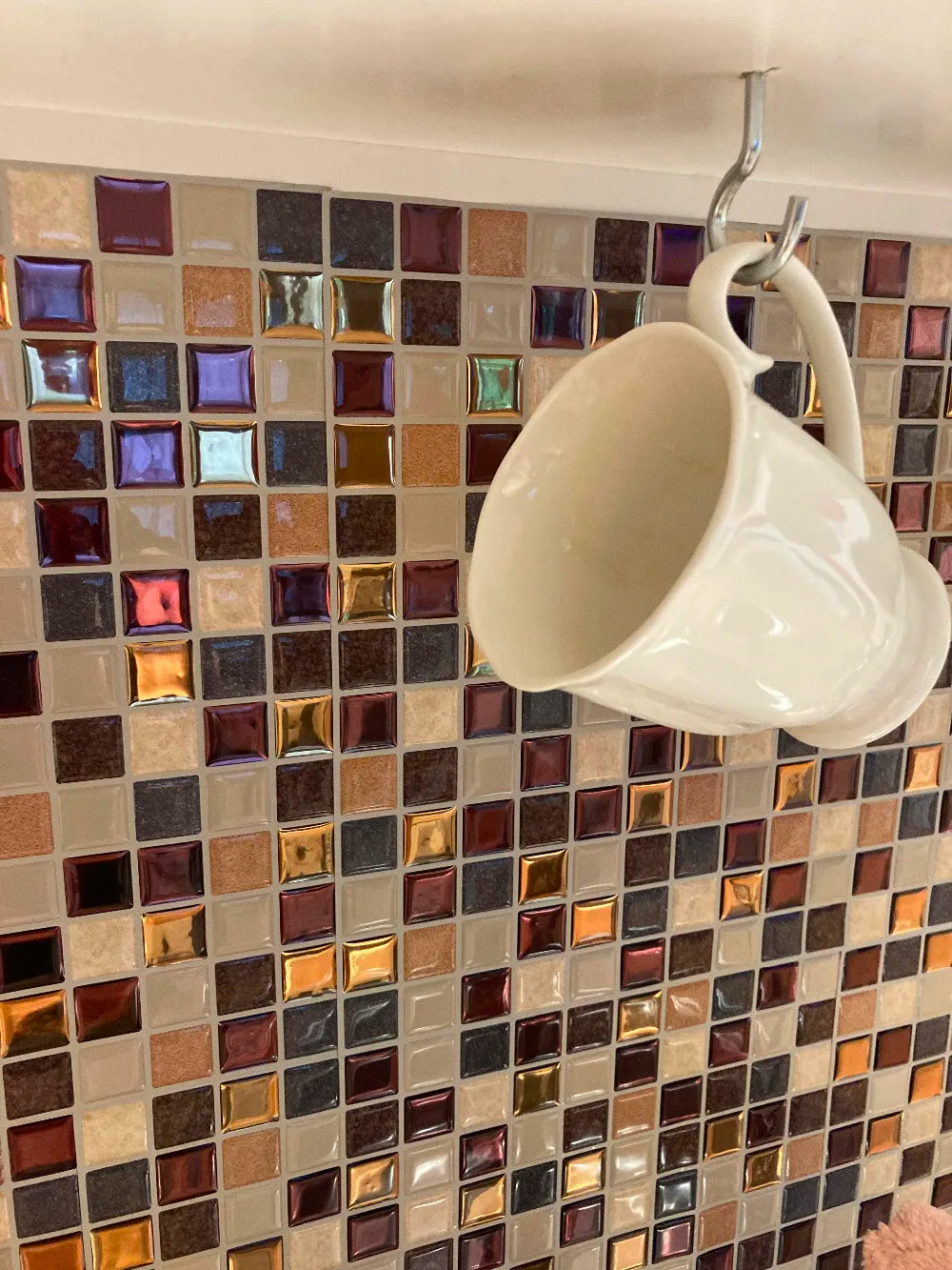 Vividtiles 10*10 Inc Light Grey Square Wall Tile Stickers Mosaic Vinyl 3d Effext Tiles DIY for Kitchen Bathroom Backsplash