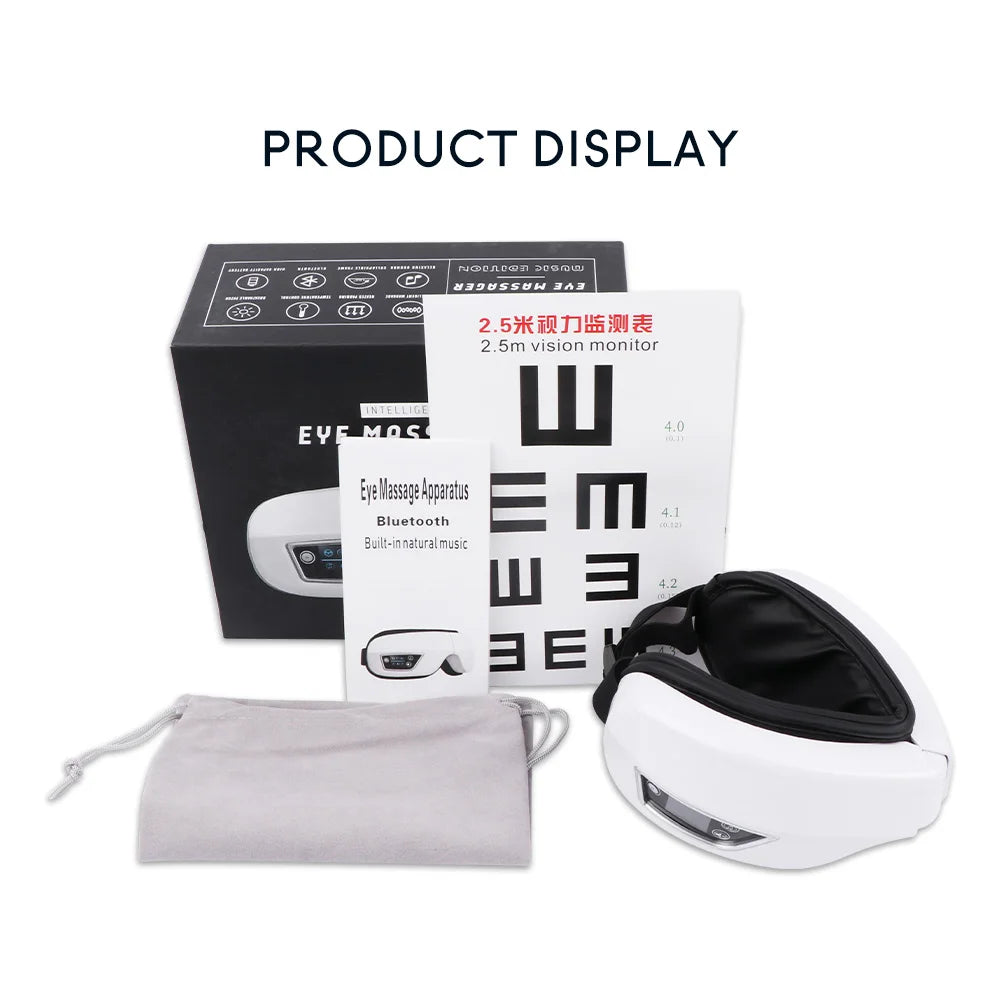 6D Smart Pressure Eye Massager Vibration Hot Compress Eyes Mask Bluetooth Music Fatigue Relief Relax Eye Wrinkles Dark Circles