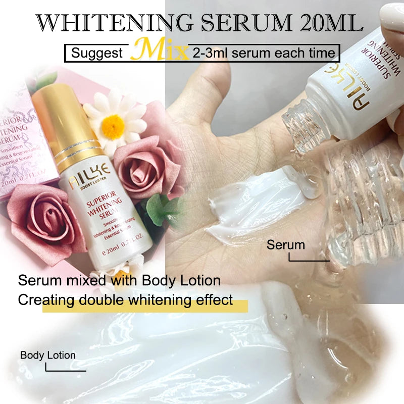 AILKE Whitening Remove Black Spots Facial Skin Care Lotion Moisturizing Cream Body Glutathion Vitamin C Black Skin Face New Set
