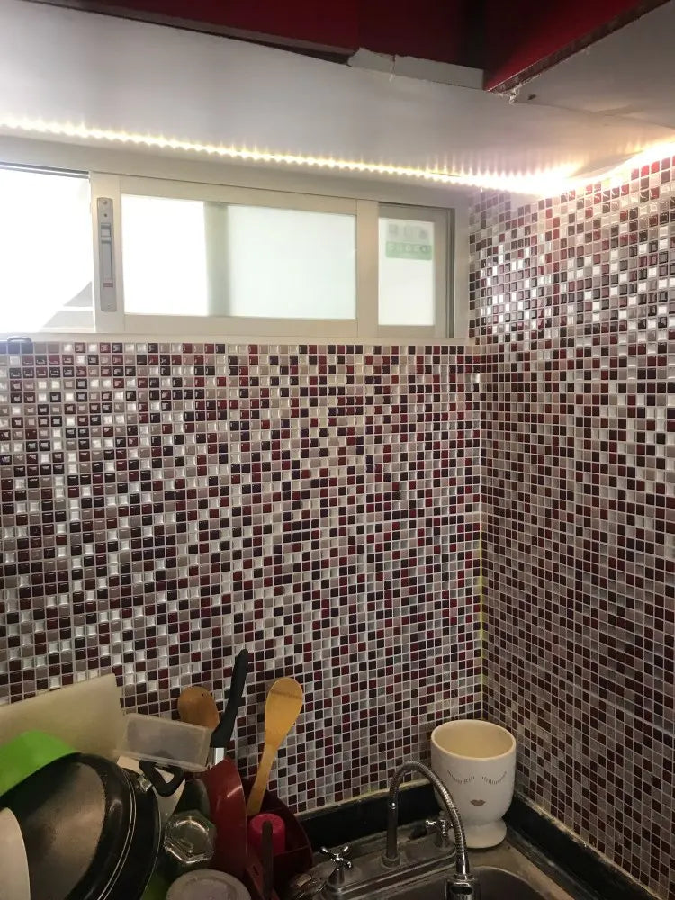 Vividtiles 10*10 Inc Light Grey Square Wall Tile Stickers Mosaic Vinyl 3d Effext Tiles DIY for Kitchen Bathroom Backsplash