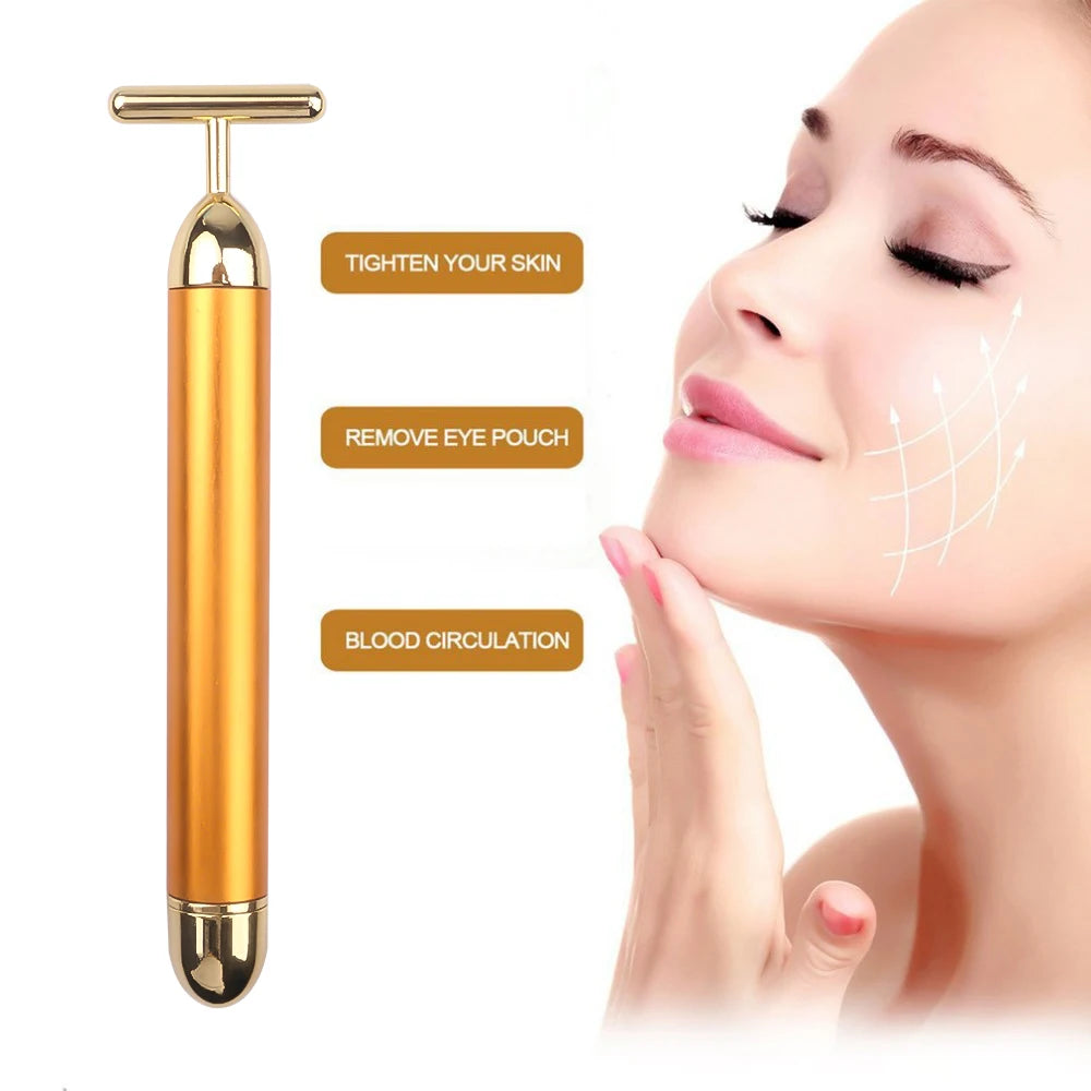 3D Electric Gold Roller Massage Roller Face Lift Beauty Instrument Facial Massager Facial Stick Beauty Skin Care Vibrating Tool