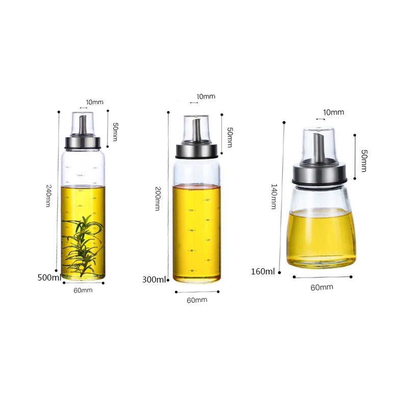 Holaroom Durable High Borosilicate Glass Oil Bottle Leak-Proof Seasoning Storage Pot Soy Sauce Jar Vinegar Bottle Kitchen Gadget