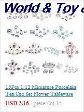 15Pcs 1:12 Miniature Porcelain Tea Cup Set Chintz Flower Tableware Kitchen Dollhouse Furniture Toys For Children