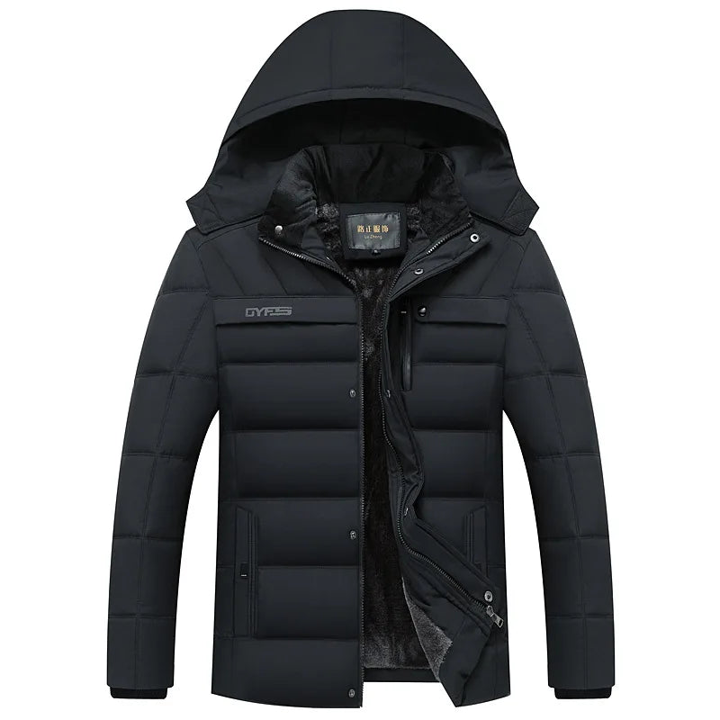 2025 New Fashion Fleece Hooded Winter Coat Men Thick Warm Mens Winter Jacket Windproof Gift For Father Husband Parka