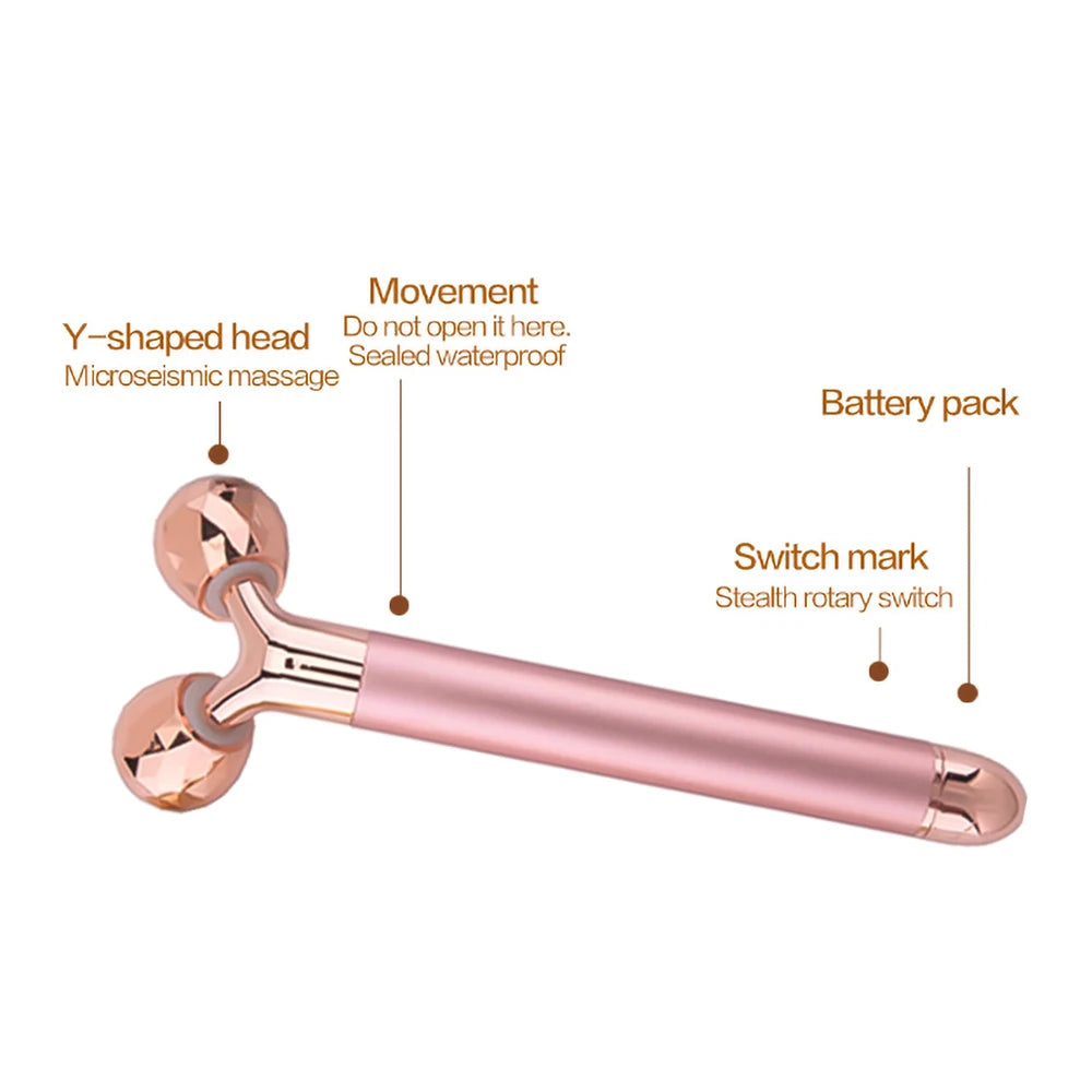 3D Electric Gold Roller Massage Roller Face Lift Beauty Instrument Facial Massager Facial Stick Beauty Skin Care Vibrating Tool