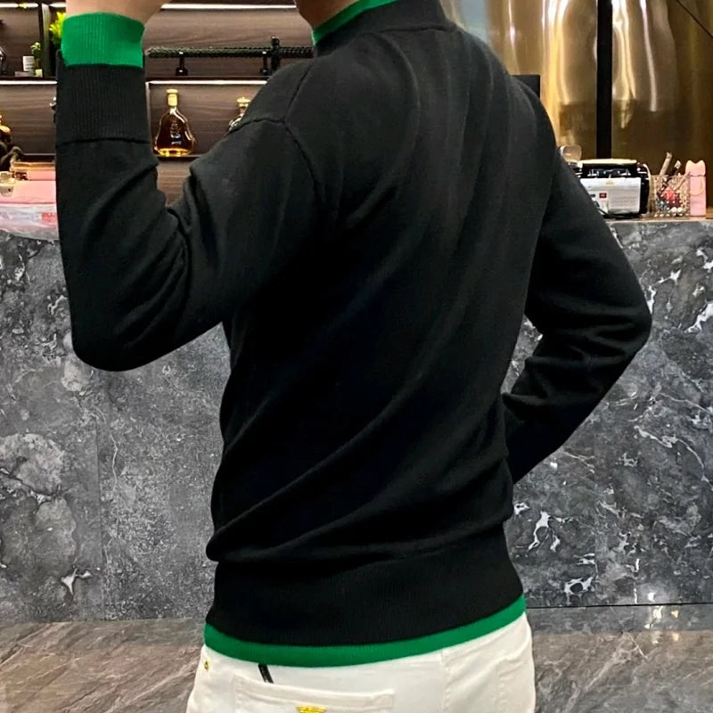 Autumn/Winter Casual Men's Sweater Long Sleeve Pullovers Fashion Contrast Crew Neck Sweatshirt Streetwear Men Clothing M-4XL