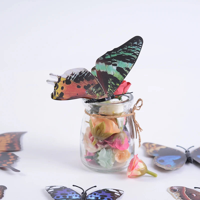 12Pcs DIY Lifelike 3D Multicolor Butterfly Magnet Fridge Magnet Wall Stickers Kids Baby Rooms Kitchen Home Decoration Free Glue