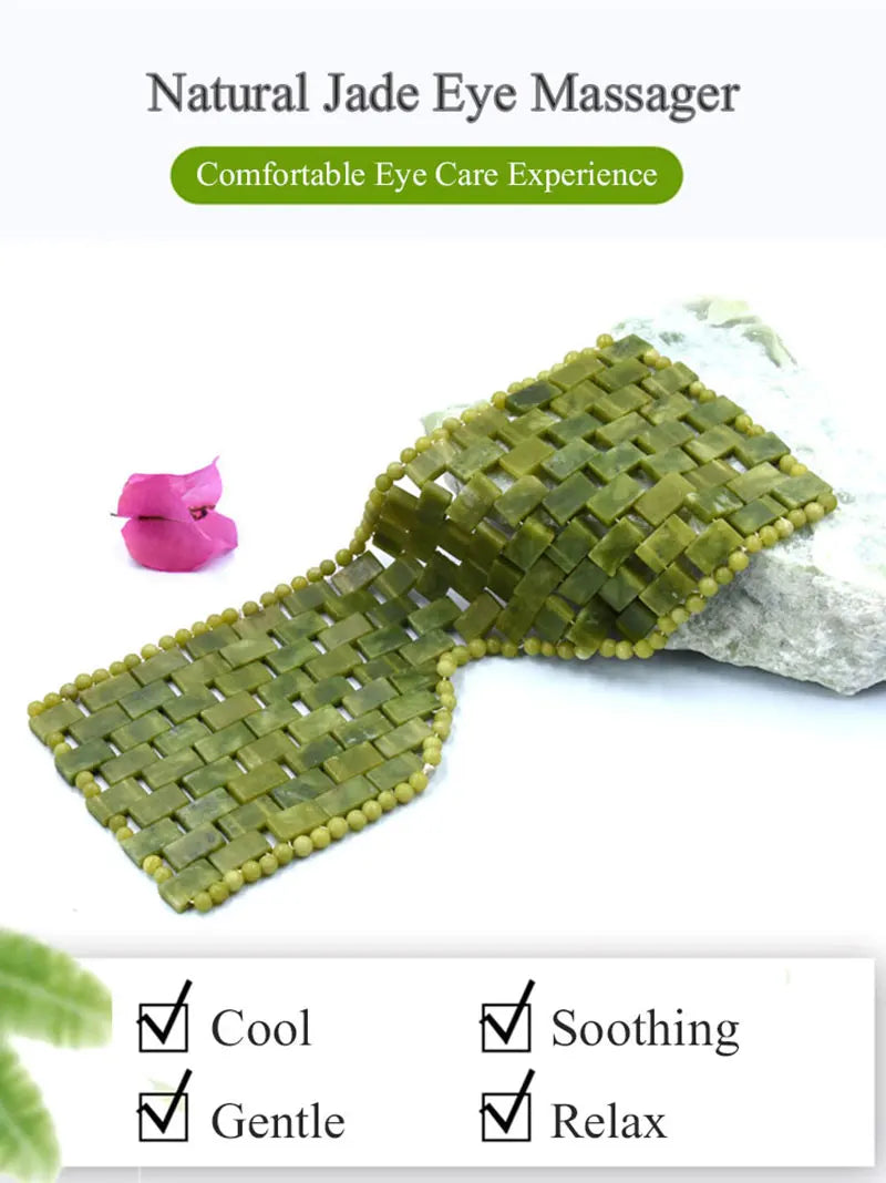 Jade Stone Eyes Mask Face Massager Roller Guasha Scraper Set Natural Stone Cold Therapy Eye Relaxing Facial Massage Sleep Tools
