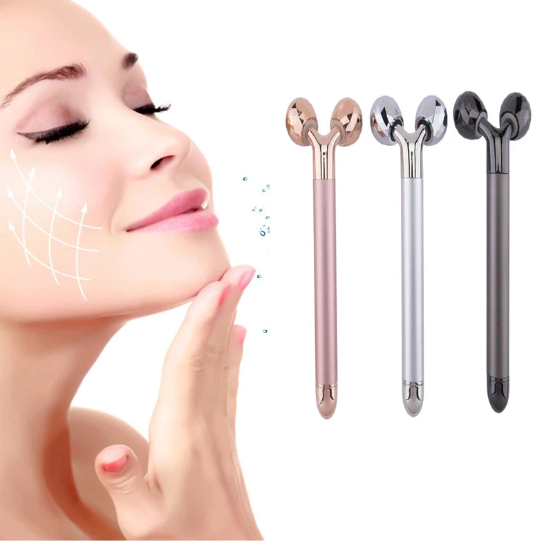 3D Electric Gold Roller Massage Roller Face Lift Beauty Instrument Facial Massager Facial Stick Beauty Skin Care Vibrating Tool
