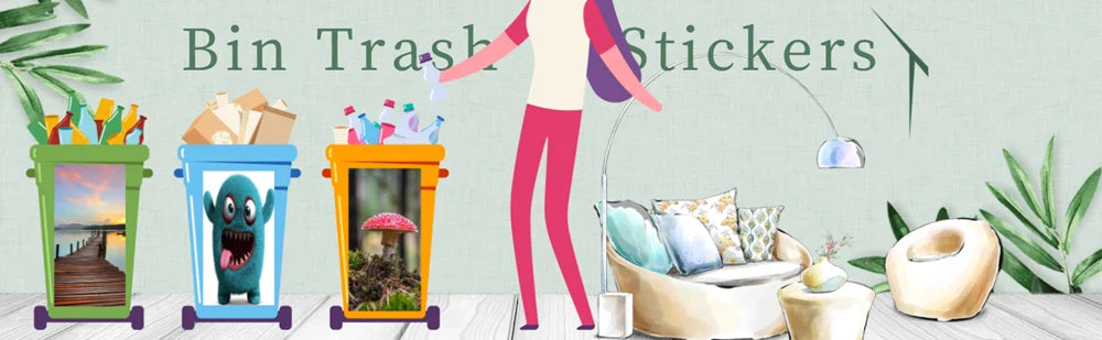 Custom Size Self-adhesive PVC Trash Can Sticker Waterproof Wallpaper Garbage Bin Renovation Cover Decal Mural For Kitchen Decor