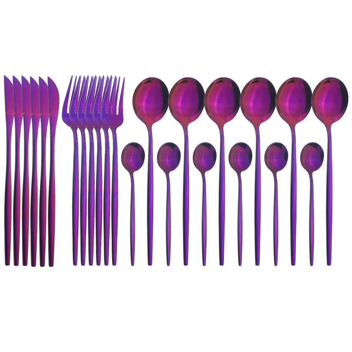 24Pcs/Set Stainless Steel Dinnerware Set Mix Gold Cutlery Set Dinner Knife Fork Coffee Spoon Tableware Kitchen Silverware Sets