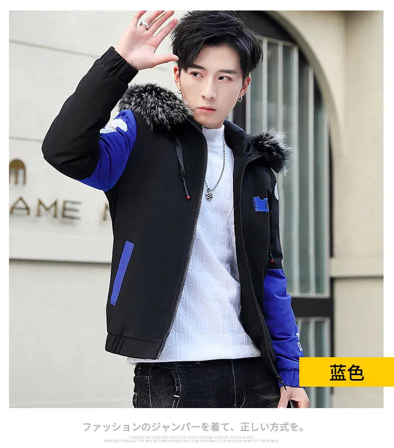 2023 Fashion Winter Jacket Men Big Cool Fur Collar Casual Parka Outwear Thicken Warm Hooded Coat Mens Winter Jackets And Coats