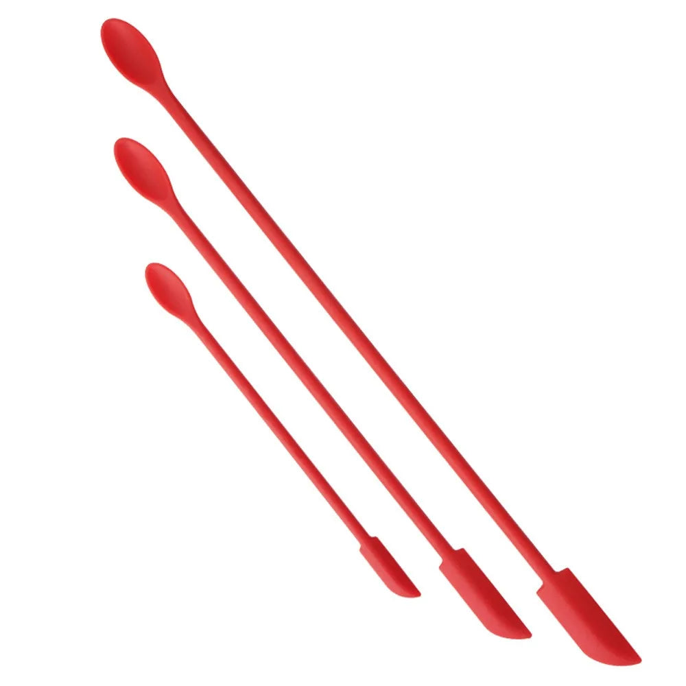1/3/4Pcs Black Lengthen Mini Soft Jar Cake Cream Jam Scrapers Silicone Makeup Spatulas Butter Knife Kitchen Tools Accessories