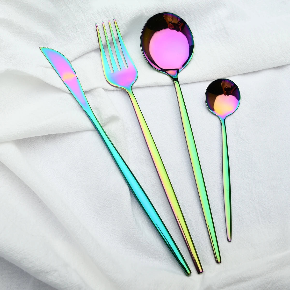 24Pcs/Set Stainless Steel Dinnerware Set Mix Gold Cutlery Set Dinner Knife Fork Coffee Spoon Tableware Kitchen Silverware Sets
