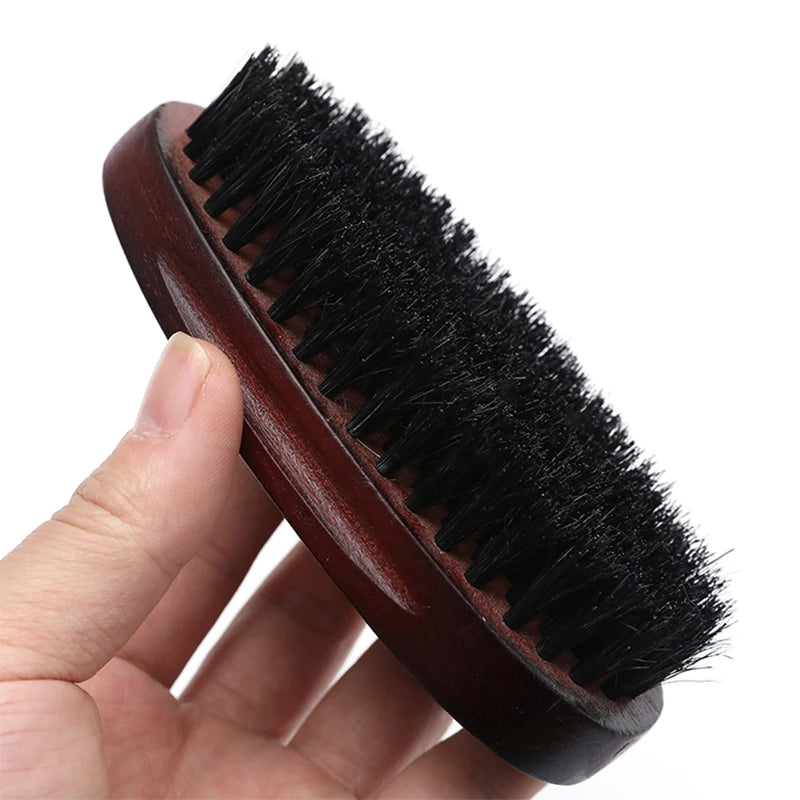 Men's Hair Beard Brush Natural Wood Comb Boar Bristle Brush For Beard & Moustache Facial Hair Grooming Brush Gift Male Kit Barba