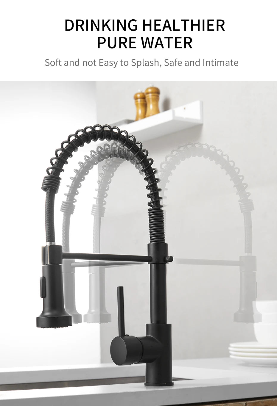Kitchen Faucets Brush Brass Faucets for Kitchen Sink Single Lever Pull Down Spring Spout Mixers Tap Hot Cold Water Crane 9009