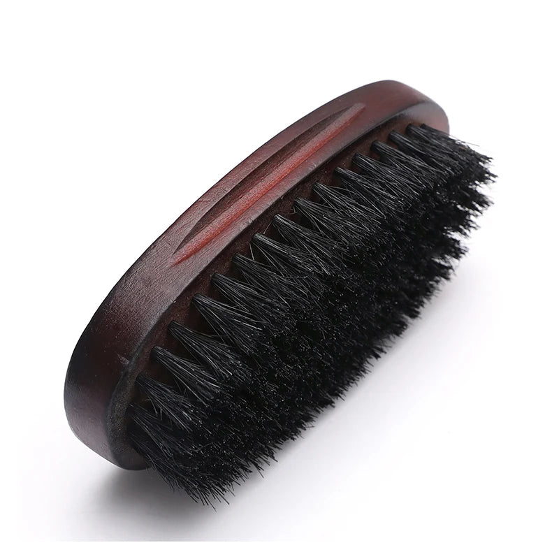 Men's Hair Beard Brush Natural Wood Comb Boar Bristle Brush For Beard & Moustache Facial Hair Grooming Brush Gift Male Kit Barba