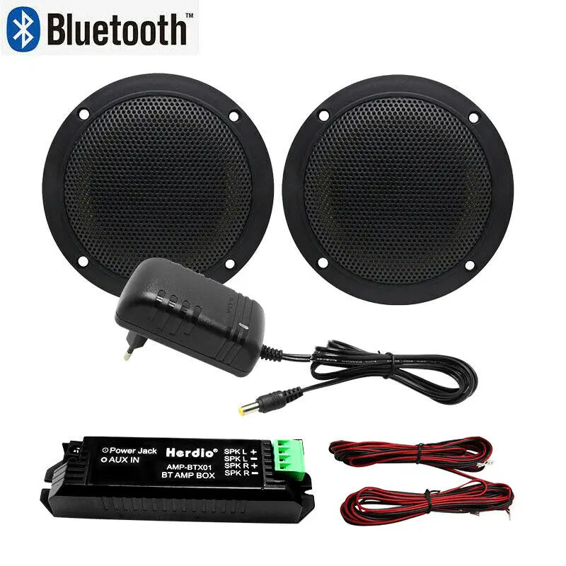 Herdio 4'' Waterproof Marine Bluetooth Ceiling Speakers For Bathroom Kitchen Home Outdoor Camper Golf Cart Boat With Flush Mount