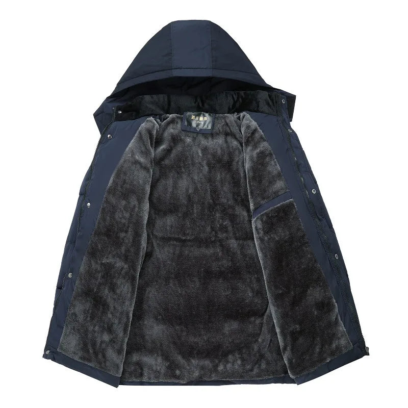2025 New Fashion Fleece Hooded Winter Coat Men Thick Warm Mens Winter Jacket Windproof Gift For Father Husband Parka