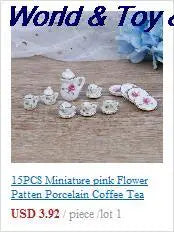 15Pcs 1:12 Miniature Porcelain Tea Cup Set Chintz Flower Tableware Kitchen Dollhouse Furniture Toys For Children