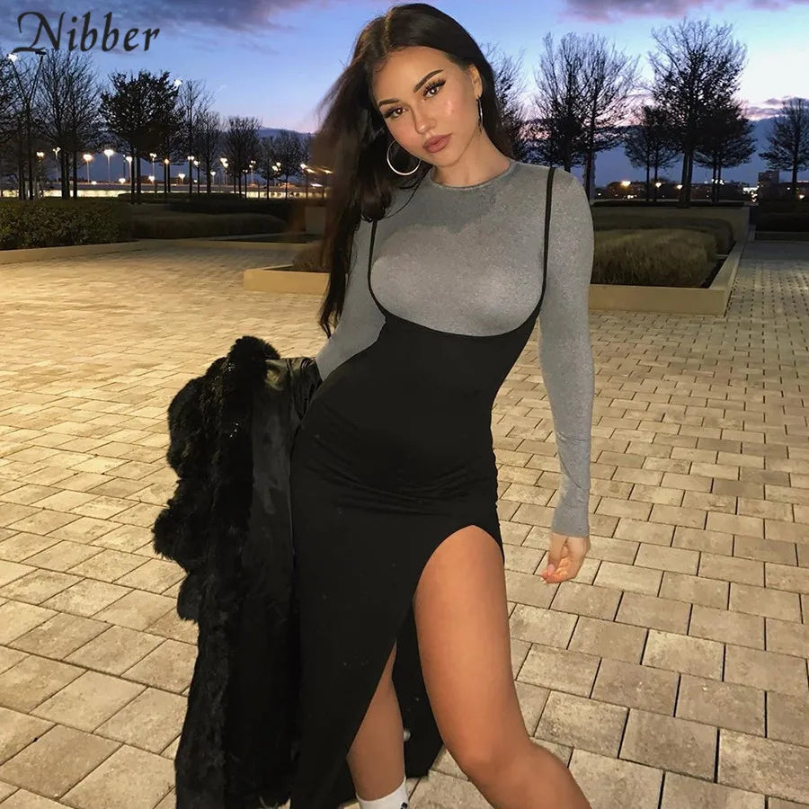 NIBBER black sexy camis dresses women party long dress beach vacation new year 2024 spring summer new slim soft stretch fashion