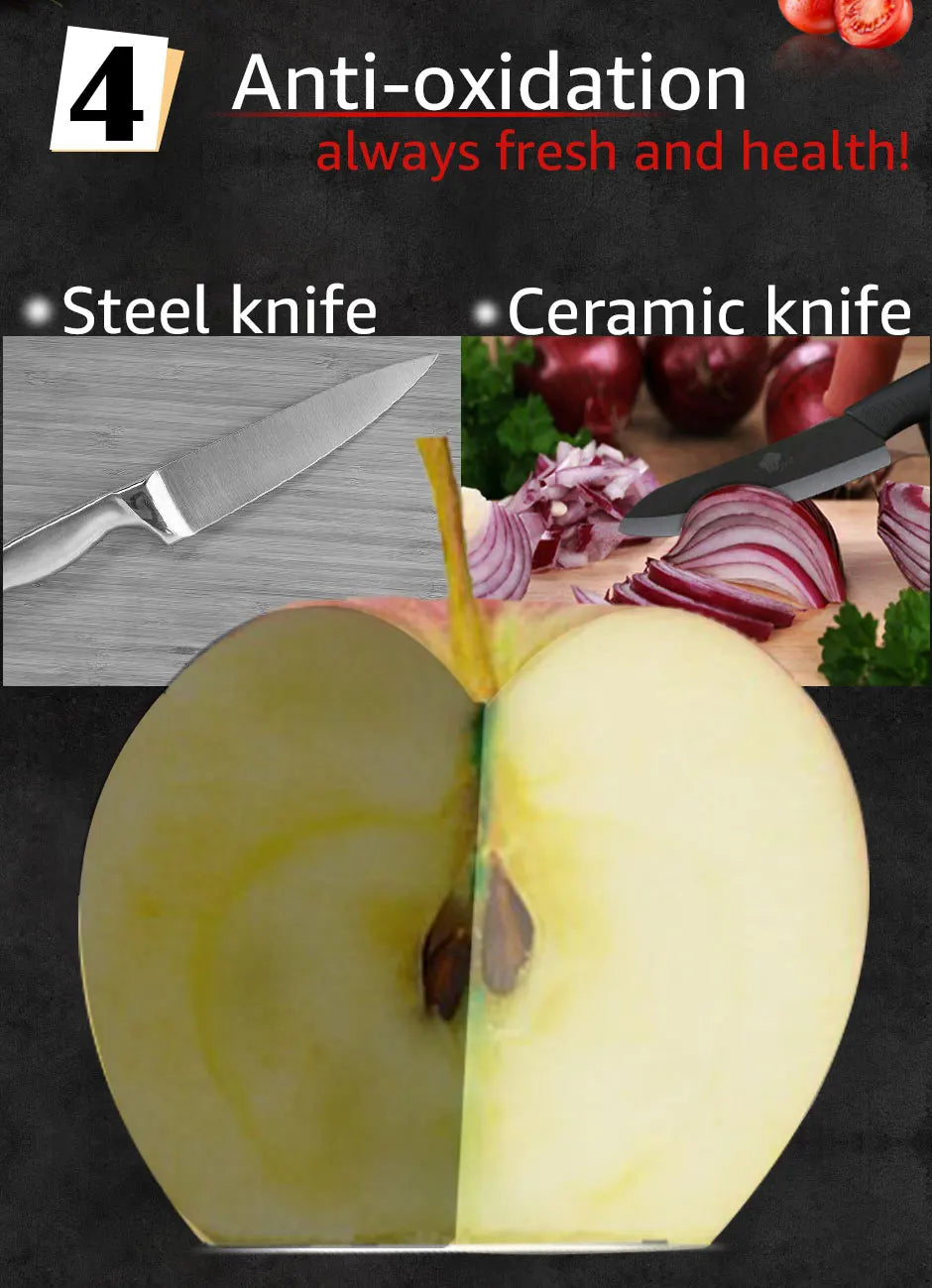 Ceramic Knife Kitchen Knives Set 3 4 5 6inch Chef Knife Utility Slicing Cutter Fruit Vegetable Baby Food Paring Anti-slip Handle