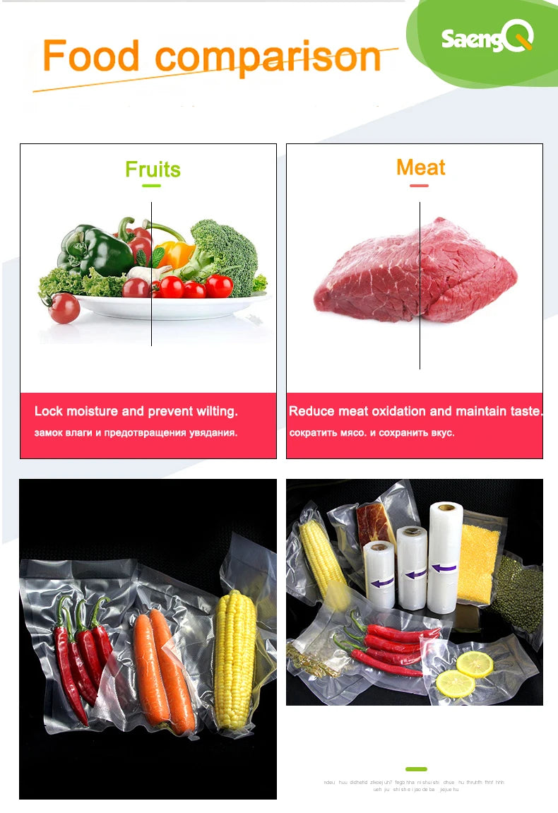 saengQ LIFE Kitchen Food Vacuum Bag Storage Bags For Vacuum Sealer Food Fresh Long Keeping 12+15+20+25+30cm*500cm Rolls/Lot