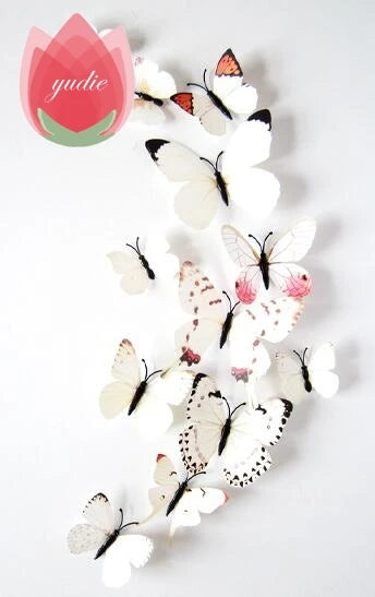 12Pcs DIY Lifelike 3D Multicolor Butterfly Magnet Fridge Magnet Wall Stickers Kids Baby Rooms Kitchen Home Decoration Free Glue