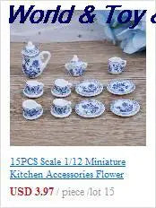 15Pcs 1:12 Miniature Porcelain Tea Cup Set Chintz Flower Tableware Kitchen Dollhouse Furniture Toys For Children