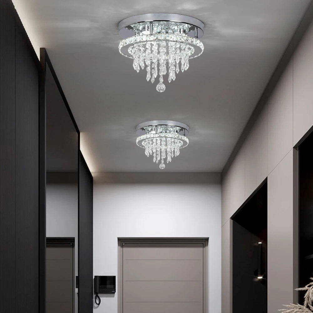 Modern K9 Crystal Chandelier Led For Dining Room Stainless Steel Ceiling Lamp Light Fixture Kitchen Lustres Luminaire Pendant